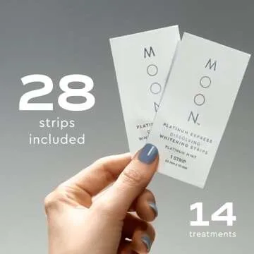 MOON Platinum Express Teeth Whitening Strips, Whiten Teeth Up to 8 Shades in 1 Week, Enamel Protection, Fast-Dissolving, Gentle for Sensitive Teeth, Vegan, Winter Mint Flavor