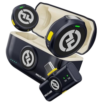 Compact Hollyland Lark M2 Wireless Lavalier Microphone for iPhone/Android with Hi-Fi Audio, 1000ft R...