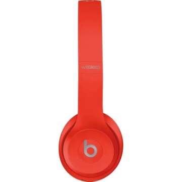 beats Solo3 Wireless On-Ear Headphones - Citrus Red (Renewed)