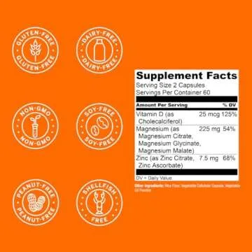 Live Conscious Magwell Magnesium Zinc & Vitamin D3 - Magnesium Glycinate, Malate, & Citrate - Triple Supplement for Women & Men - for Sleep, Bone, Heart, Immune Support - 120 Caps