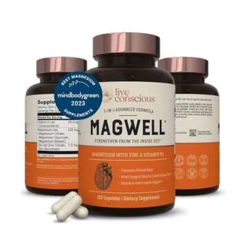 Live Conscious Magwell Magnesium Zinc & Vitamin D3 - Magnesium Glycinate, Malate, & Citrate - Triple Supplement for Women & Men - for Sleep, Bone, Heart, Immune Support - 120 Caps