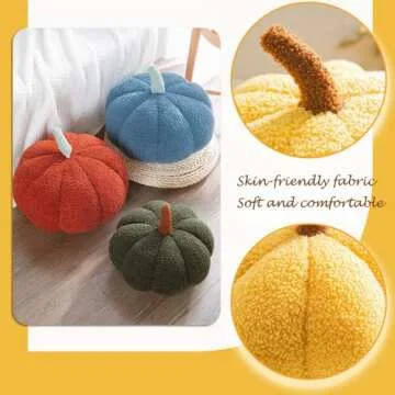 Halloween Pumpkin Pillow, Handmade Halloween Pumpkin Throw Pillow Decor, Halloween Plush Stuffed Halloween Pumpkin Shaped Decoration, for Home Decor Halloween Party Favors (8 inch, Red)