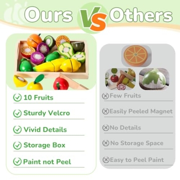 Fajiabao Wooden Play Food Set for 2-4 Year Olds