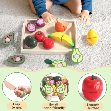 Fajiabao Wooden Play Food Set for 2-4 Year Olds