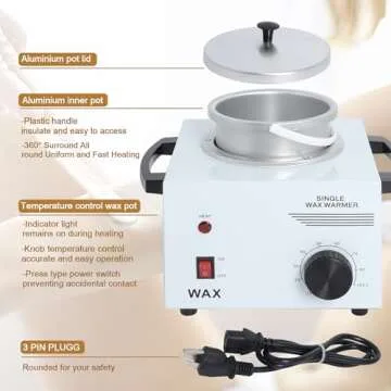 Podoy Wax Warmer for Hair Removal, Professional Single Wax Warmer Pot Melter, Adjustable Temperature...