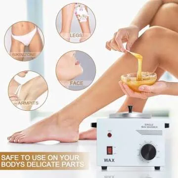Podoy Wax Warmer for Hair Removal, Professional Single Wax Warmer Pot Melter, Adjustable Temperature, Compact and Portable, SPA Salon Equipment, 14 Ounce