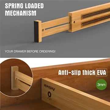Adjustable ANTOWIN Bamboo Drawer Dividers for Home Organization