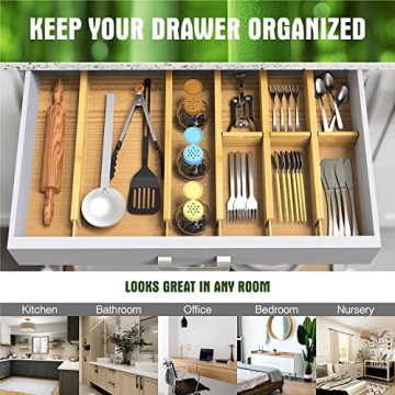 Adjustable ANTOWIN Bamboo Drawer Dividers for Home Organization