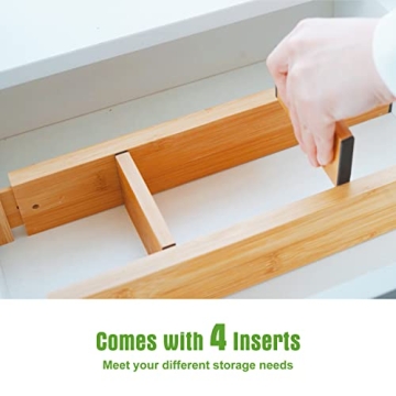 Adjustable ANTOWIN Bamboo Drawer Dividers for Home Organization