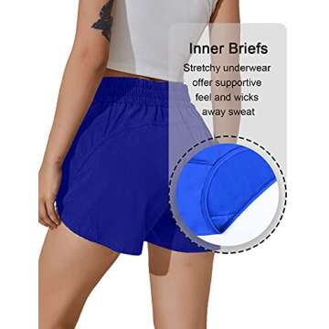 BMJL Women's Running Shorts Elastic High Waisted Shorts Pocket Sporty Workout Shorts Quick Dry Athle...