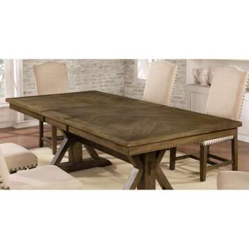 Furniture of America Kora Rustic Wood Extendable Dining Table in Rustic Brown