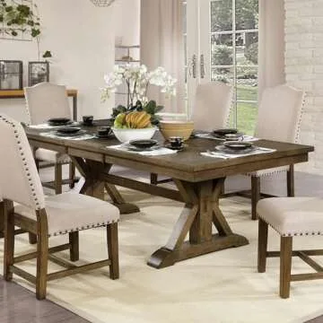 Furniture of America Kora Rustic Wood Extendable Dining Table in Rustic Brown