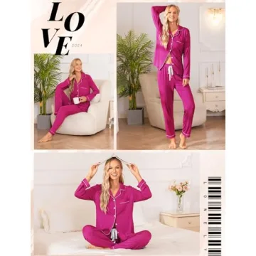 Leikar Button Up Pajamas Set for Women in Hot Pink