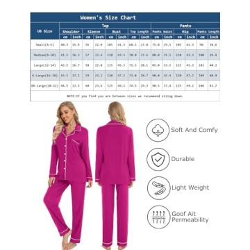Leikar Button Up Pajamas Set for Women in Hot Pink