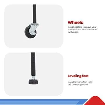 Durable 6 Tier Metal Shelf with Adjustability & Wheels