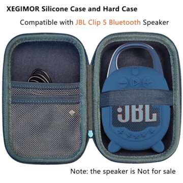 XEGIMOR Silicone Cover and Hard Carrying Case for JBL Clip 5 Portable Bluetooth Speaker