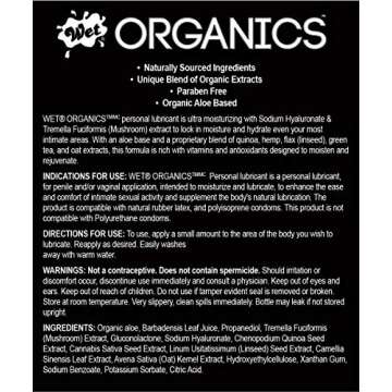 WET Wet Organics Aloe Based 5.0 Fl Oz Lube, Lubricant Ounce for Men, Women and Couples