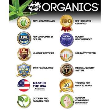 WET Wet Organics Aloe Based 5.0 Fl Oz Lube, Lubricant Ounce for Men, Women and Couples