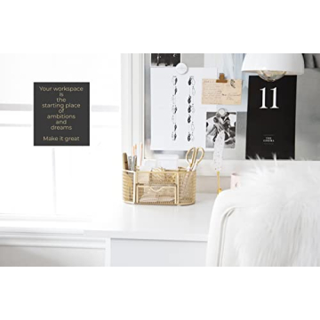 Stylish Gold Desk Organizer for Home Office Decor