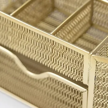 Stylish Gold Desk Organizer for Home Office Decor
