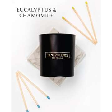 Benevolence LA Eucalyptus & Chamomile Scented Candle | Soy Candles, Black Candle for Home | Gifts fo...