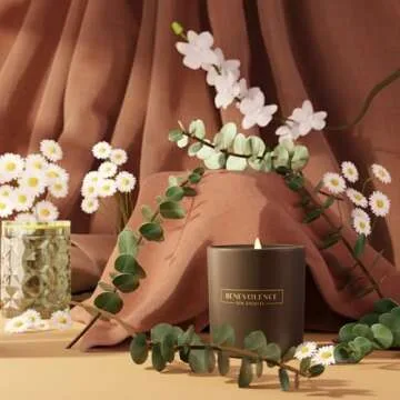 Benevolence LA Eucalyptus & Chamomile Scented Candle | Soy Candles, Black Candle for Home | Gifts for Women and Men | Home Fragrance | Aromatherapy | 8oz, 45 Hour Burn