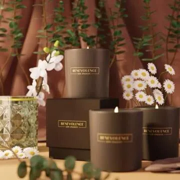 Benevolence LA Eucalyptus & Chamomile Scented Candle | Soy Candles, Black Candle for Home | Gifts for Women and Men | Home Fragrance | Aromatherapy | 8oz, 45 Hour Burn