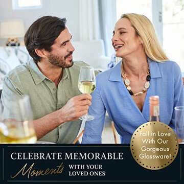 ELIXIR GLASSWARE White Wine Glasses Set of 4 - Elegant Hand Blown Crystal Stemware