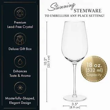 ELIXIR White Wine Glasses Set of 4 - Hand Blown Crystal