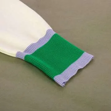 White Cardigan for Women Lightweight Short Cardigan Jacket Contrast Striped Sweater Contrast Ivory,L