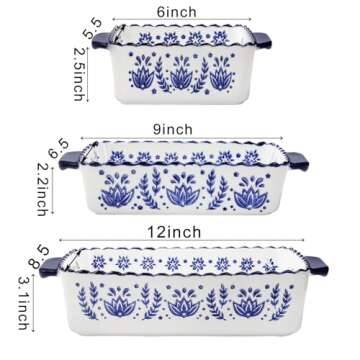 SOUJOY 3 Pack Porcelain Bakeware Set, Rectangular Baking Dishes, Lasagna Pan for Cooking, Kitchen, C...