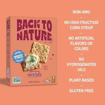 Back to Nature Gluten Free Crackers, Multi-Seed Rice Thins - Dairy Free, Non-GMO, Made with Whole Grain Brown Rice Flour, Delicious & Quality Snacks, 4 Ounce​ (Pack of 12)