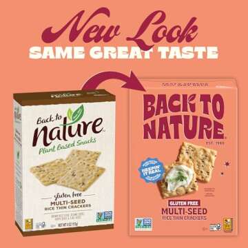 Back to Nature Gluten Free Crackers, Multi-Seed Rice Thins - Dairy Free, Non-GMO, Made with Whole Grain Brown Rice Flour, Delicious & Quality Snacks, 4 Ounce​ (Pack of 12)