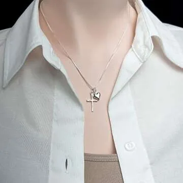 Sterling Silver Cross Necklace for Girls - Perfect Communion Gift