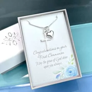 Sterling Silver Cross Necklace for Girls - Perfect Communion Gift