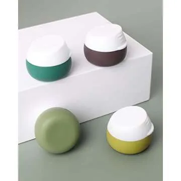 Travel Containers for Toiletries, Gemice Silicone Cream Jars, TSA Approved Travel Size Containers Leak-proof Travel Accessories with Lid for Cosmetic Makeup Face Body Hand Cream (4 Pieces)