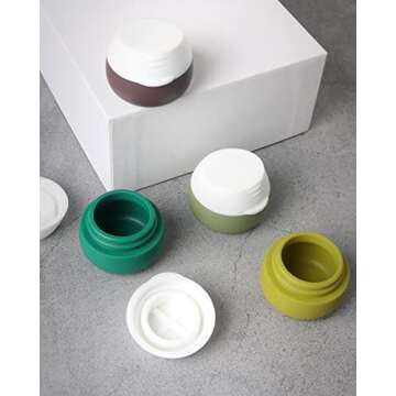 Travel Containers for Toiletries, Gemice Silicone Cream Jars, TSA Approved Travel Size Containers Leak-proof Travel Accessories with Lid for Cosmetic Makeup Face Body Hand Cream (4 Pieces)