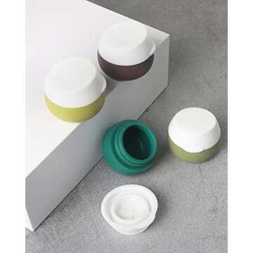 Travel Containers for Toiletries, Gemice Silicone Cream Jars, TSA Approved Travel Size Containers Leak-proof Travel Accessories with Lid for Cosmetic Makeup Face Body Hand Cream (4 Pieces)