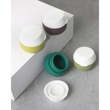 Travel Containers for Toiletries, Gemice Silicone Cream Jars, TSA Approved Travel Size Containers Leak-proof Travel Accessories with Lid for Cosmetic Makeup Face Body Hand Cream (4 Pieces)