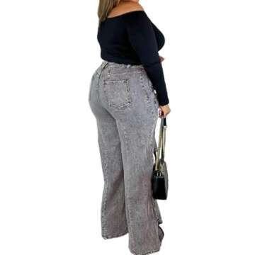 Vaceky Hollow Out Jeans Women Y2K Trendy High Waist Straight Leg Stretchy Summer Denim Pant Black