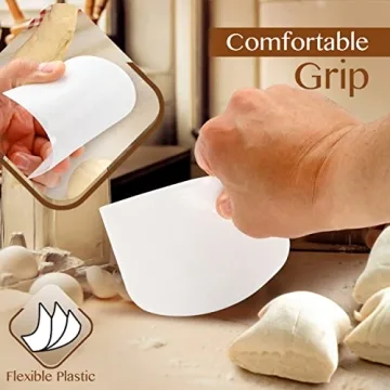 Flexible White Silicone Bowl Scrapers for All Food Prep