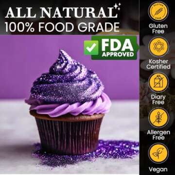Bulk-(10g) Purple Edible Glitter for Drinks Purple Sprinkles for Cake Decorating, Cocktails, Purple ...