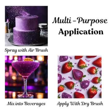 Bulk-(10g) Purple Edible Glitter for Drinks Purple Sprinkles for Cake Decorating, Cocktails, Purple Luster Dust Edible Glitter for Cakes, Edible Cake Decorations 100% Food Safe, Vegan, Gluten Free.
