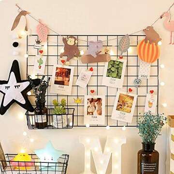 GBYAN Wire Wall Grid with Baskets Black Photo Grid Metal Wall Organizer for Wall Decoration, Picture...