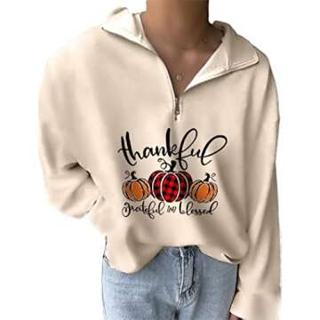 Fronage Quarter Zip Pullover Women Lapel Oversized Sweatshirt Casual Long Sleeve Tops