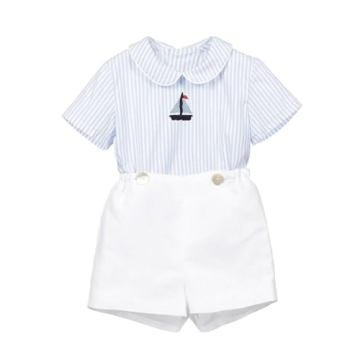 Twoflower Toddler Boys' Stylish Summer 2-Piece Outfit Set with Embroidery (1-6 Years)