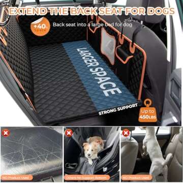 Mildly Home Dog Car Seat Cover - Back Seat Extender for Dogs, Waterproof & Sturdy 450 lbs Support