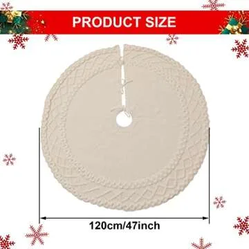 LASPERAL 48" Ivory White Crochet Christmas Tree Skirt