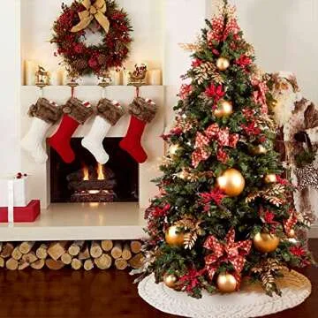 LASPERAL 48" Ivory White Crochet Christmas Tree Skirt