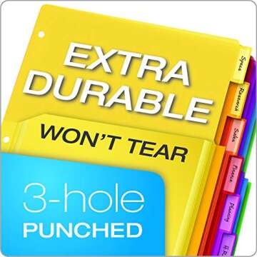 Oxford Expanding Plastic Binder Dividers, Divider for 3 Ring Binder, Flexible Front Expanding Pockets, 8 Tab, Insertable Multicolor Tabs, Letter Size, 3 Sets (89605)